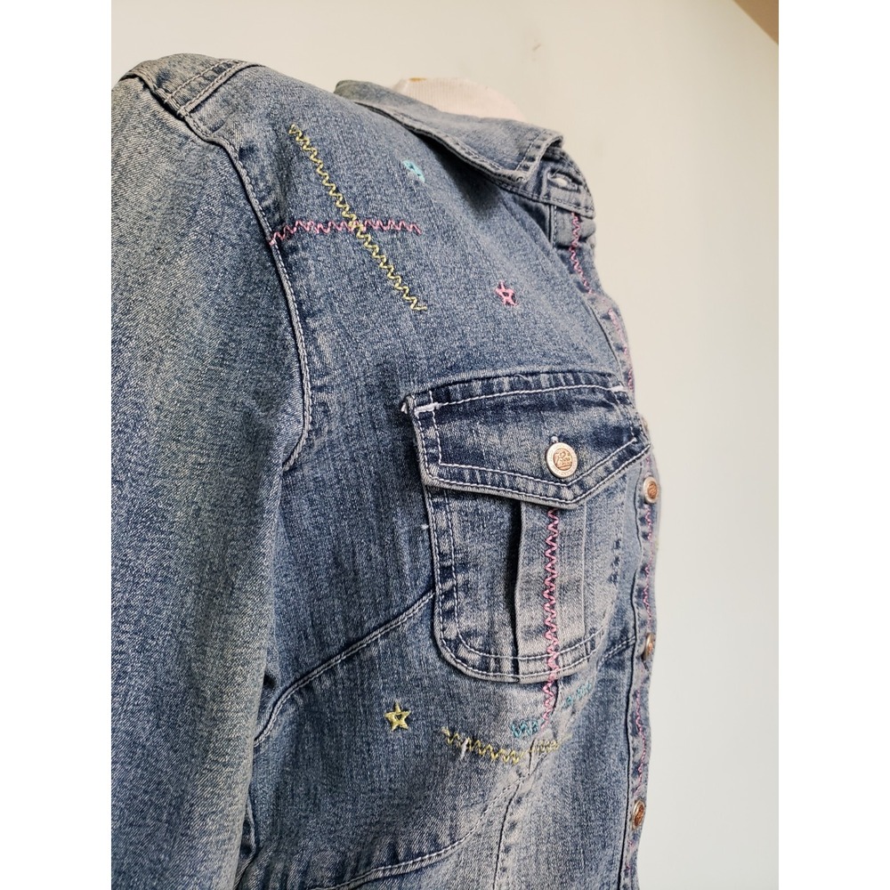 VTG Paco Jeans Denim Jacket Women XL Embroidered Stretch Retro Y2K Deadstock NWT - Picture 8 of 13